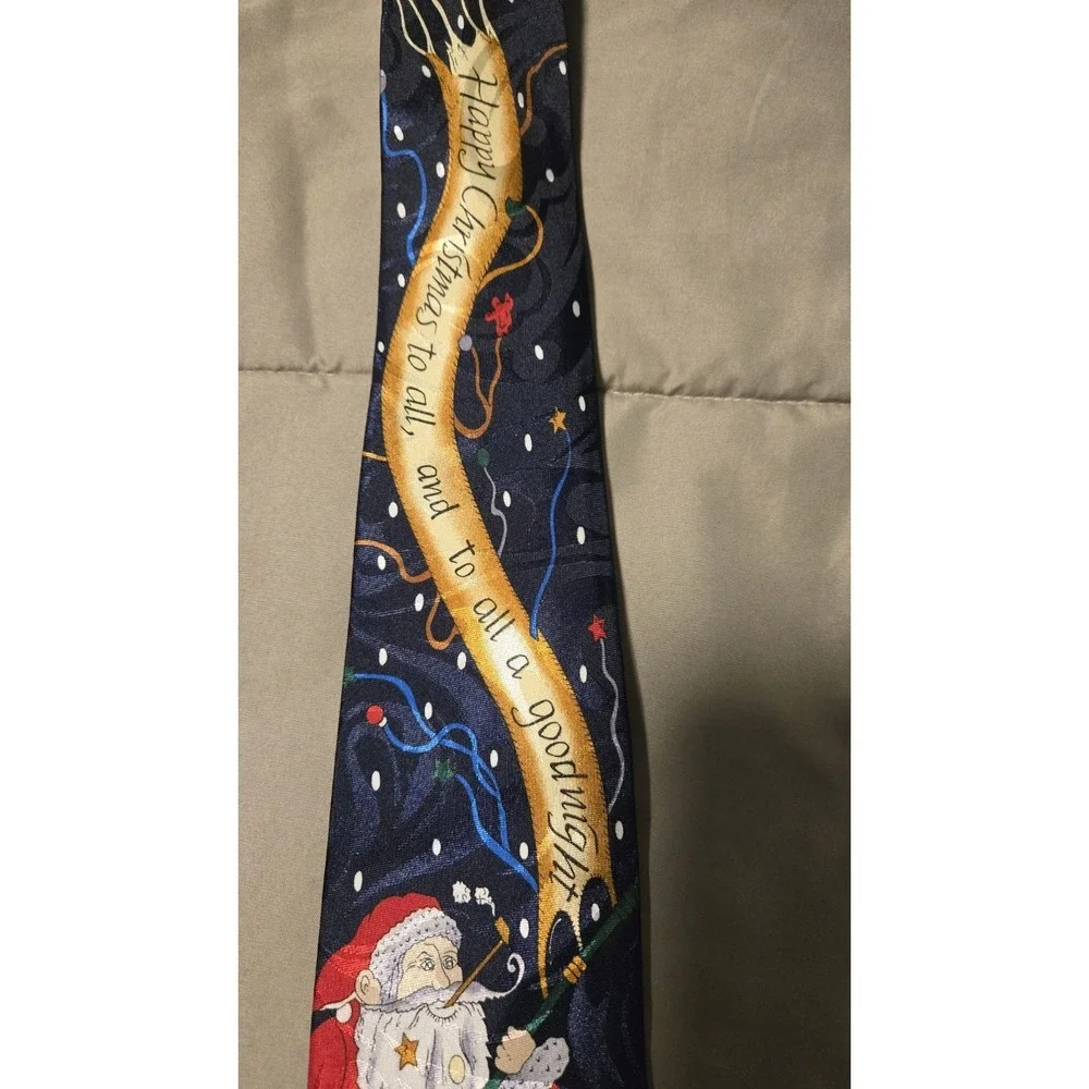 Renaissance Handmade Christmas Tie Santa Claus Holiday Novelty Silk Look Vintage